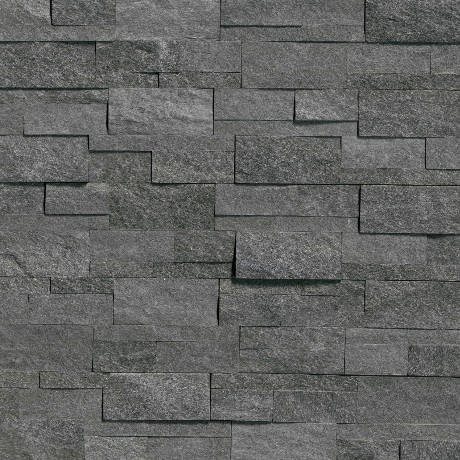 Anthracite XL Stacked Stone in black quartzite, product sample