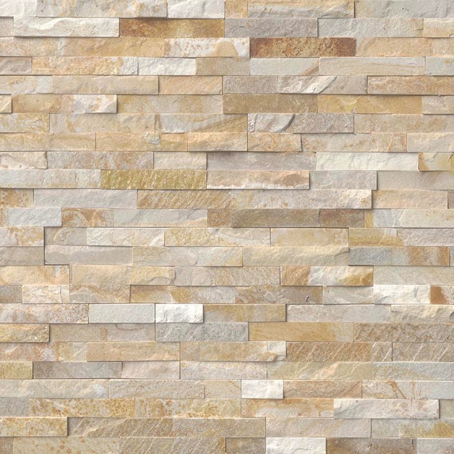 Aspen Gold Stacked Stone in gold, cream and gray quartzite, product sample