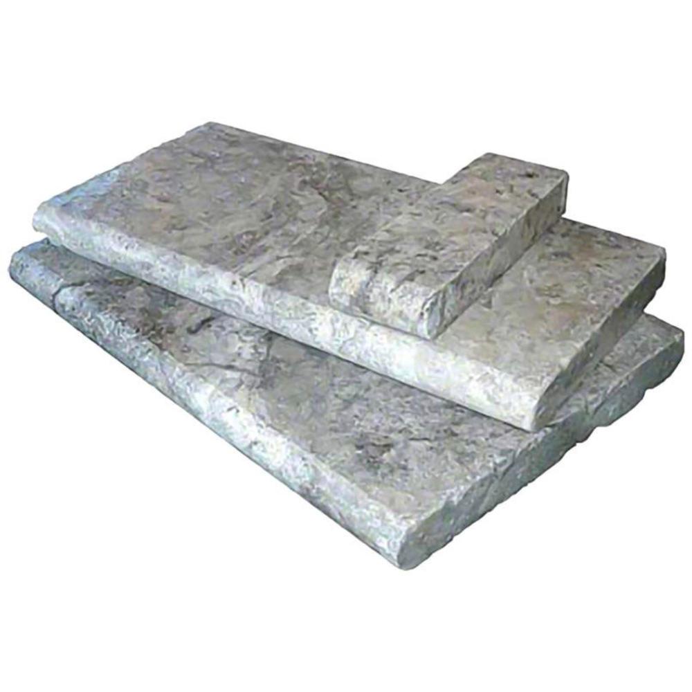 Silver Mist Travertine pool coping